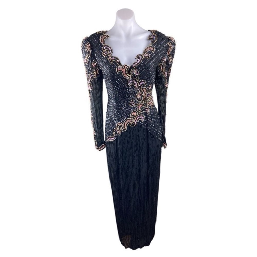 Vintage jacqueline silk fully beaded sequin gown